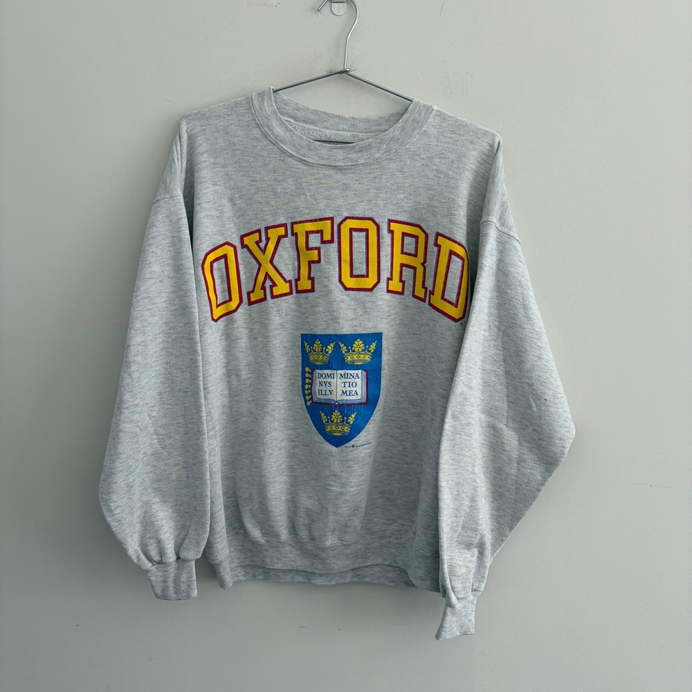Oxford University Academics 1986 Vintage Crewneck Sweatshirt Grey